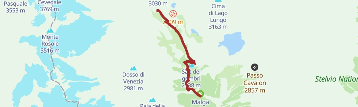 Route map: Cevedale Refuge «Guido Larcher»